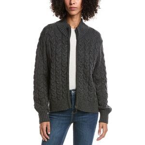 Forte Cashmere Womens Cable Zip Wool & Cashmere-Blend Cardigan